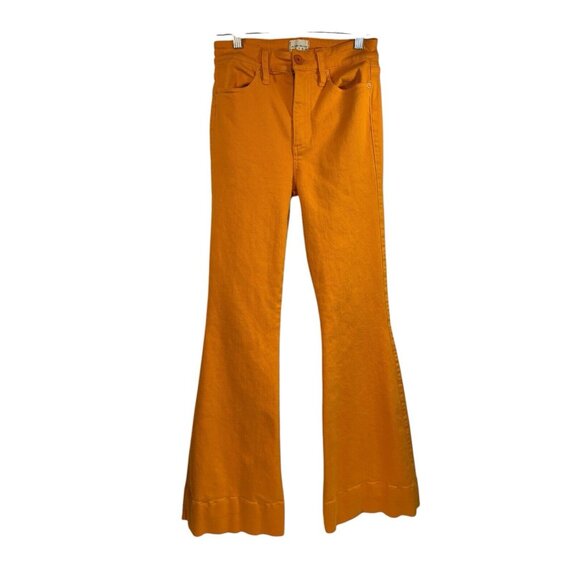 Alice + Olivia 25 Beautiful High Rise Bell-Bottom Jeans Orange Flare Denim Pant - Picture 2 of 7